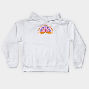 Mandala peacock - orange, pink and blue Kids Hoodie